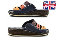 Womens Leather Sandals Womens Mule Sandals Ladies Sandals Womens Sandals Navy