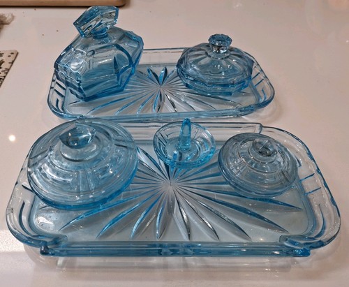 Art deco blue glass - art, dressing
