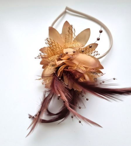 Flower feather hair fascinator - flower,