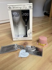 Wedding Bundle Mr Mrs champagne ? flutes, Ring box, Luggage Tags