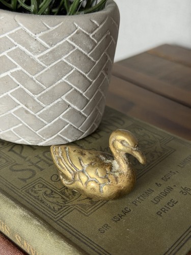 Small vintage brass duck - small,