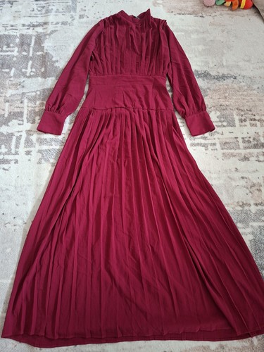 Shein burgundy pleated maxi - pleated,