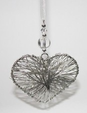 Christmas Tree Ornament Decoration Dark Silver Wire Heart made with Preciosa