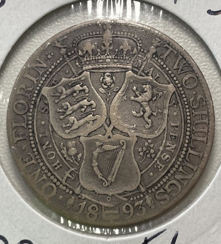 United kingdom florin 1893 - united, florin,