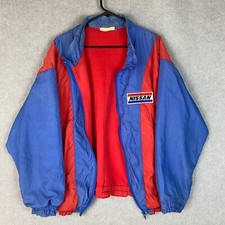 Vintage Nissan Jacket Mens Small Blue Red Colourblock Windbreaker Car 4WD Racing