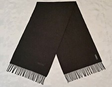 ITALY VINTAGE AUTHENTIC MOSCHINO DARK GRAY LAMBSWOOL LONG MENS FRINGE SCARF