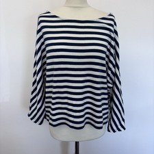 Petit Bateau Striped Top Size Small Navy Blue White Nautical Relaxed Capsule