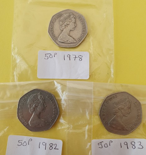 British old 50 pence - x,