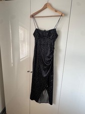 zara satin fitted midi dress