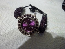 RIOS LONDON LADIES WATCH PURPLE BEADED STRAP VGC WORKING