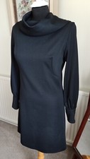 VINTAGE 1970s GLENARD- LONDON W1. BLACK CRIMPLENE DRESS - VGC - 10/12.