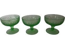 Antique Green Uranium Depression glass - Cloverleaf pattern - bowls          