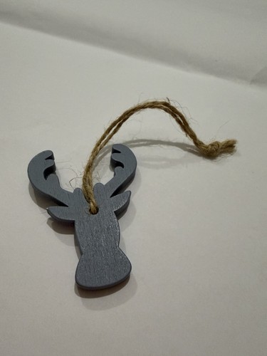 Grey wooden reindeer head - grey,