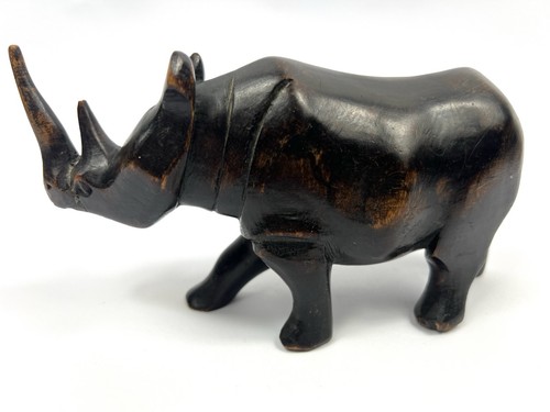 Vintage wooden rhino ornament - wooden,