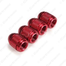 suits VAUXHALL Metallic RED Metal Steel Dust Valve Wheel Tyre Caps (DC4)