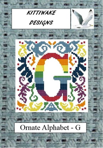Ornate alphabet g - g, cross