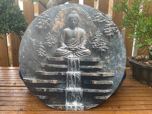 Buddha waterfall metal garden - buddha,