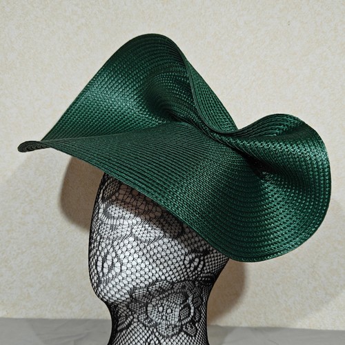 Dark green straw fascinator - green,