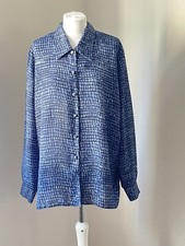 New Michael Gold Women's Shirt Blouse Size XL Navy Blue Long Sleeve