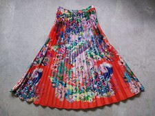 BNWT H&M Edition Trend Red Pink Patterned Pleated Midi Skirt Size 10 12 touriste