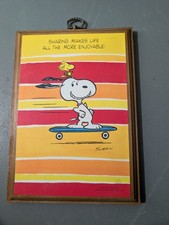 Hallmark Snoopy Wooden Framed Wall Plaque Vintage Peanuts Collectible