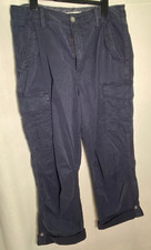 Ladies Marks and Spencer M&S Cargo Trousers  High Rise  Navy  Size UK 14 LONG