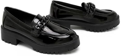 Girls black patent loafers - black,