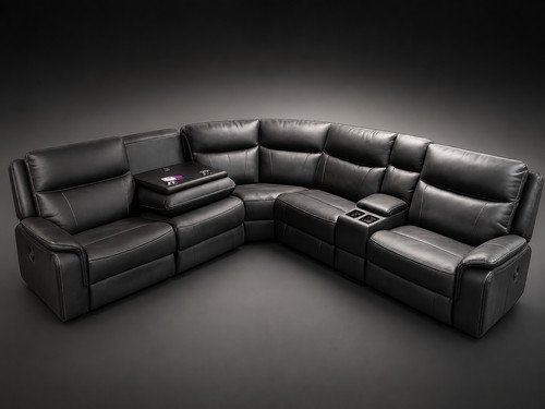 Black faux leather power - faux,