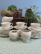 Set of 6 Churchill White Cup &  Saucer and Sugar And Creamer, White New