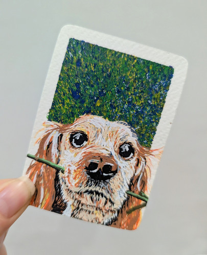 Aceo original drawing dog - aceo,