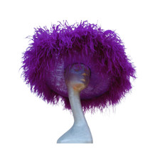 TWO TONE PURPLE  EXTRA LARGE FEATURE HAT OSTRICH FEATHER BOA ASCOT WEDDING