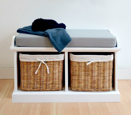White hallway bench - hallway, storage