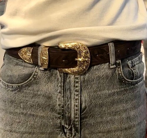 Mens leather cowboy belt - leather,