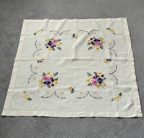 Vintage cream linen - linen, hand
