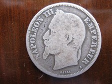 France 2 French francs Napoleon III 1867 coin silver