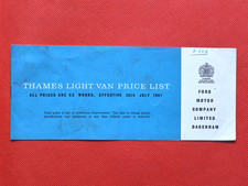 1961 Ford THAMES 307E LIGHT VAN PRICE LIST (Anglia) Van Estate 12 Seater Pick Up