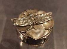 Vintage Silver Plated Dragonfly Trinket Box Etched Poem Silver Scenes Wales SS89