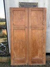 CXL 100 ( 46 3/4 X 75 1/4 )Pair Old Victorian Pitch Pine Church Cupboard Doors.