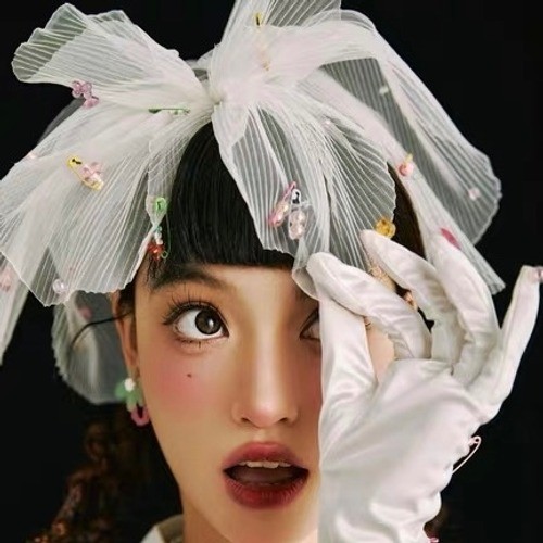 White tulle bow hair - hair, clip