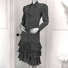 Robert Janan Liz Roberts vintage 80s pussybow rara shoulder pad power dress UK10