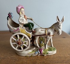 Vintage German Grafenthal GDR Boy Cart Donkey Dog Carriage Ceramic porcelain vgc