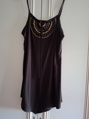 Hand beaded brown top - hand, stretch