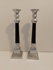 A Power Of Large Vintage CandleSticks/holders Heavy Cast Aluminium 15 In Tall