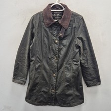 Barbour Belsay Wax Waterproof Country Farm Olivr Jacket Rain Coat Size Uk 10