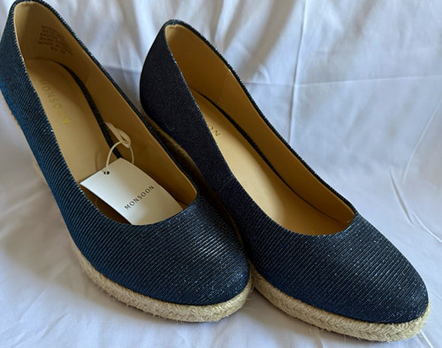 Monsoon navy metallic wedge - navy,