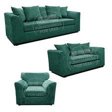Monaco Teal Corner Sofa Chenille Fabric Right Left Scatter 3 & 2 Seater Armchair