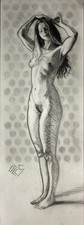 Original Female  charcoal on paper life Drawing nude Girl woman artwork art