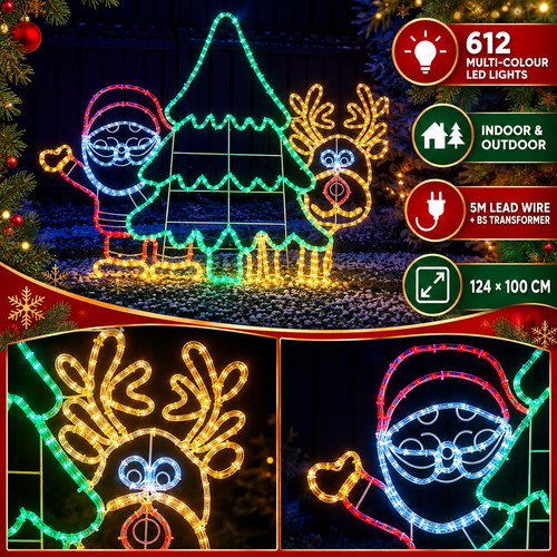 Prelit santa reindeer - santa,