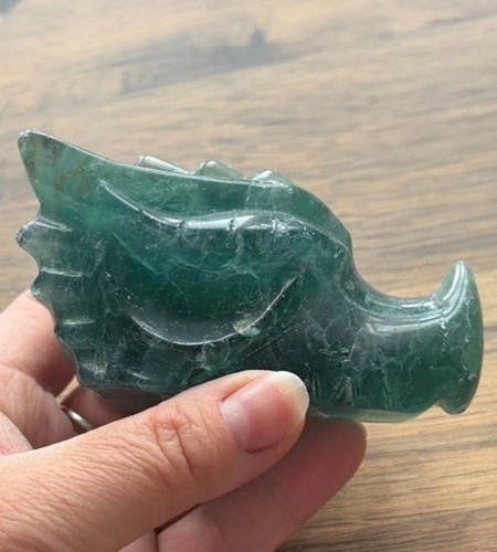 Green fluorite crystal dragon - fluorite,