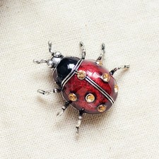 Enamel Rhinestone Ladybug